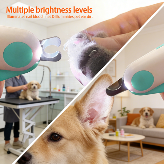 LED Pet Nail Clipper with Dual Brightness Modes for Cats & Small Pets