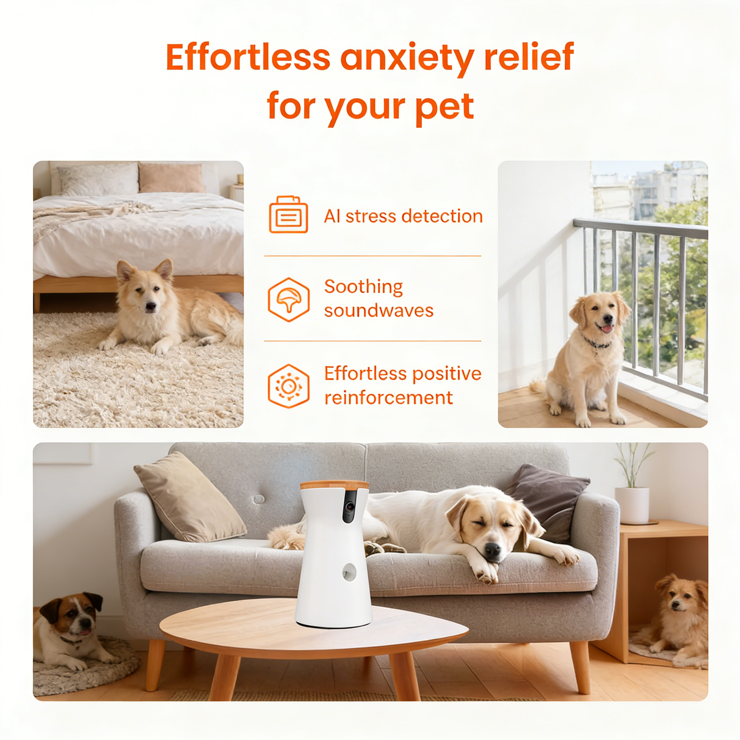360° Smart Pet Camera with Treat Dispenser & Anxiety Relief