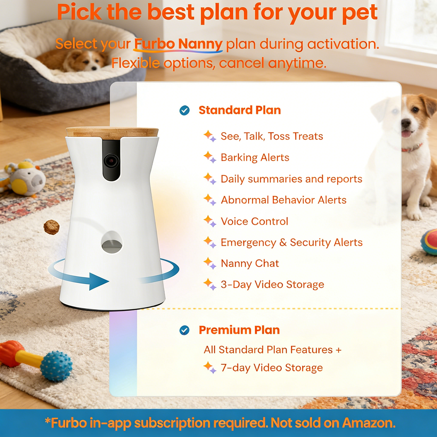 360° Smart Pet Camera with Treat Dispenser & Anxiety Relief