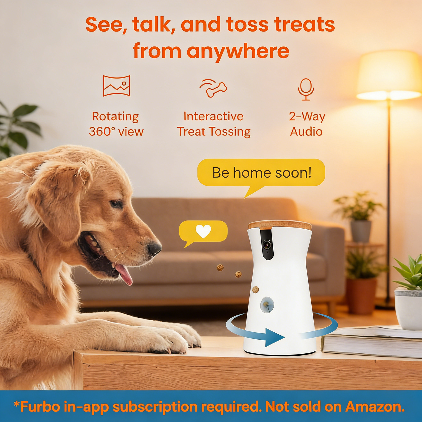 360° Smart Pet Camera with Treat Dispenser & Anxiety Relief